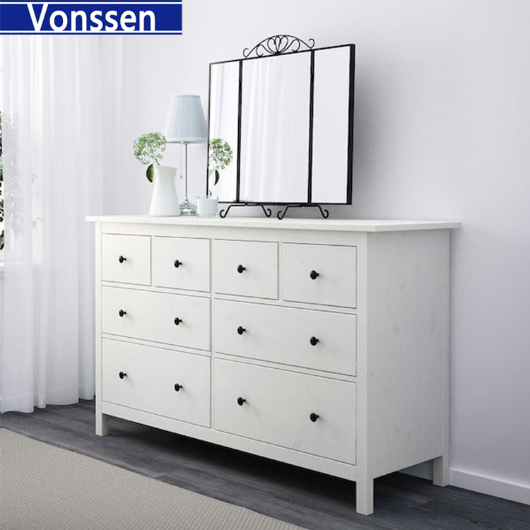 Vonssen White Dresser Modern Dresser for Bedroom 7 Drawer Double Dresser with Wide Drawer and Metal Handles Wood Dressers Chests of Drawers for Hallway Entryway SI-20345