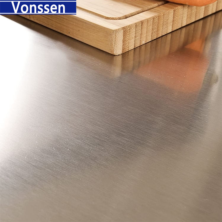 Vonssen Kitchen Cabinet Kitchen Storage Trolley Cart with 201 Stainless Steel Surface SI-10062