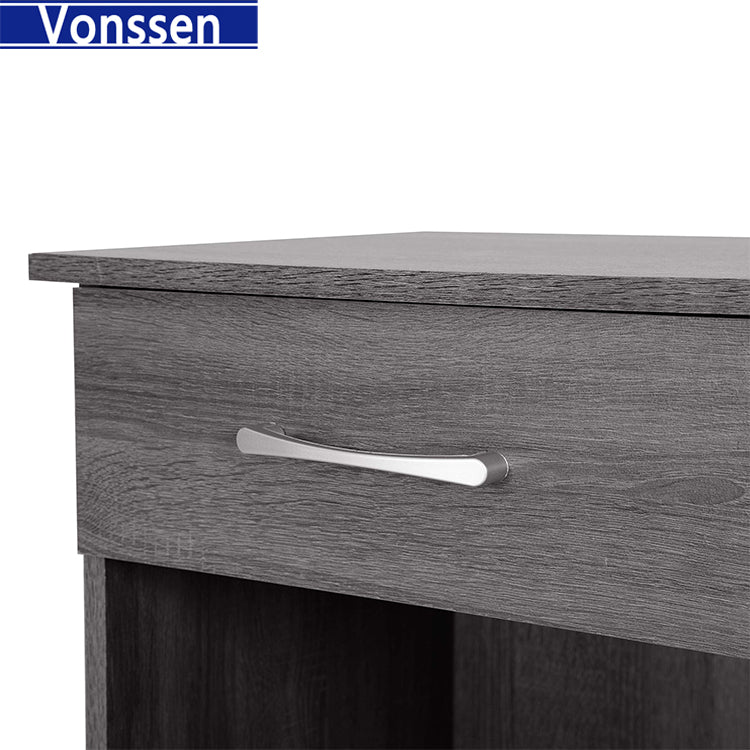 Vonssen Stylish and Functional 1-Drawer Nightstand in Gray Enhance Your Bedroom Decor with This Sleek Furniture Piece SI-10171