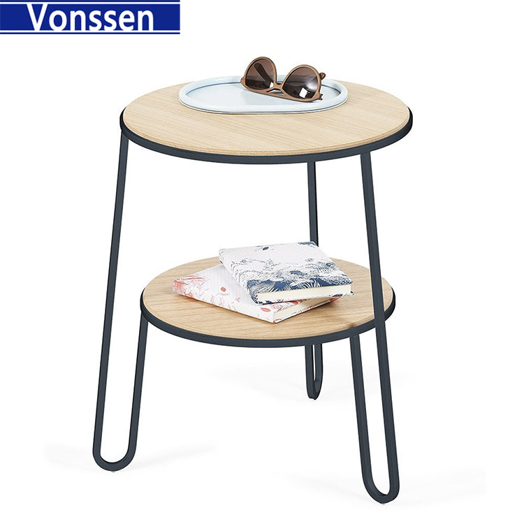 Bedroom Study Room Bedside Tables, Wooden Durable Coffee Tables 2 Floors Storage Living Room Table Portable Small Side Table 1003