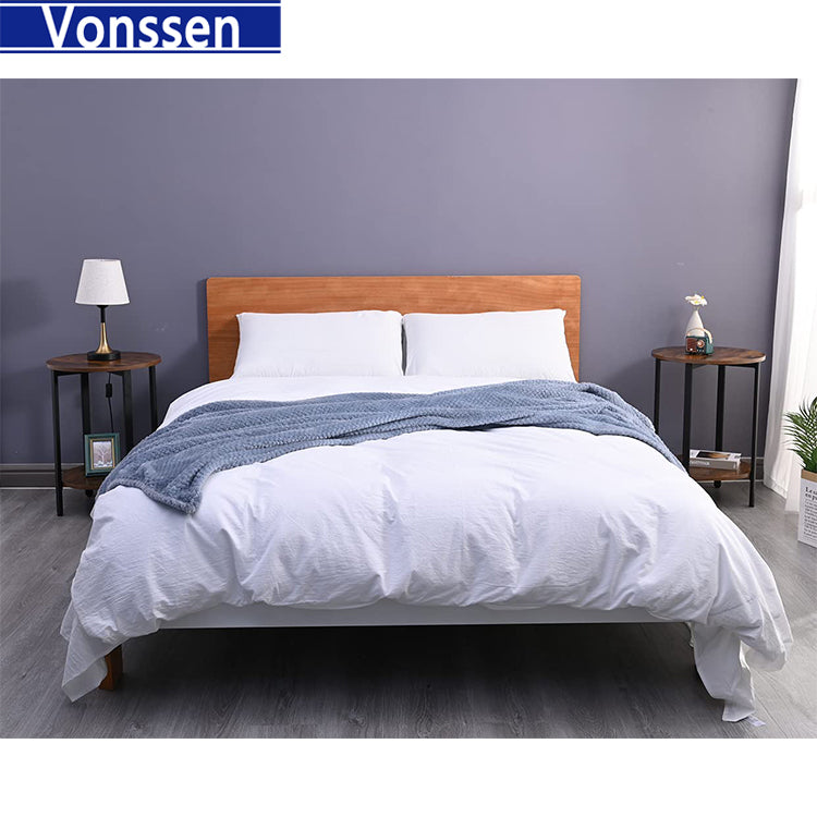 Vonssen Round Sofa Side End Tables 2-Tier Industrial Bedside Nightsand Tables Steel Frame MDF for Small Spaces Living Room Bedroom VS1010500023--