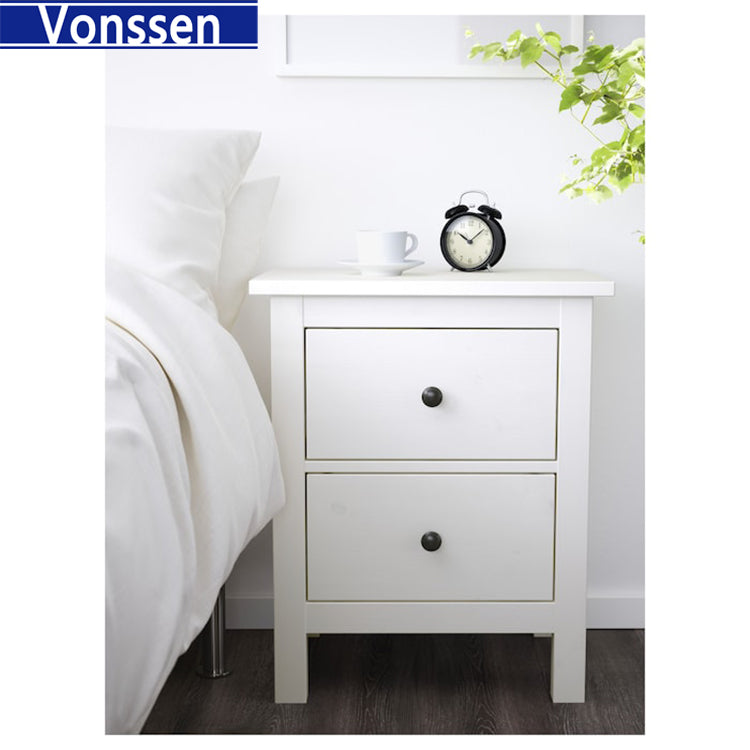 Vonssen Furniture Set-Bedside Cabinet White 40x35x61.5 cm Solid Wood Pine SI-20137