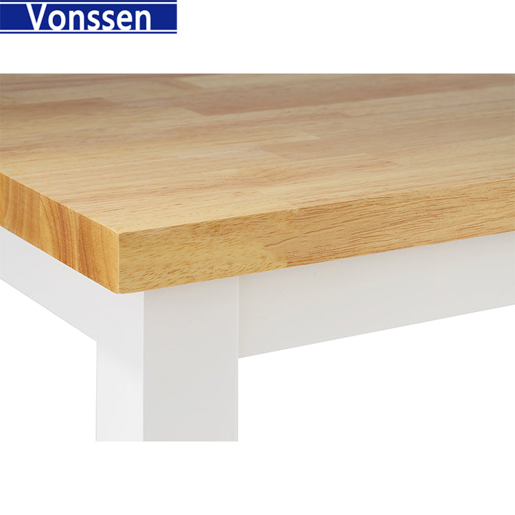 Vonssen Rolling Kitchen Trolley with Drawer Serving Trolley Wood White SI-20333