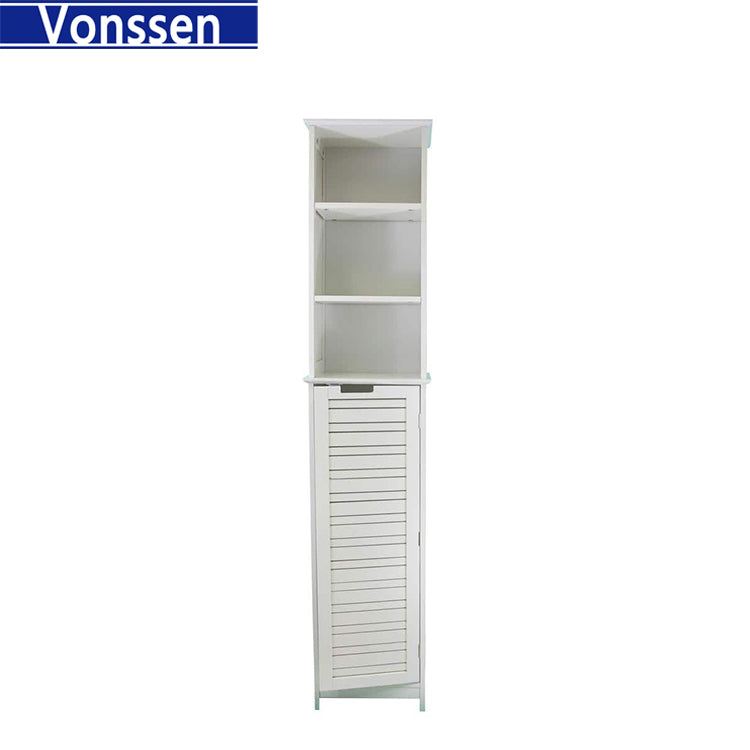 Vonssen Bathroom Linen Storage Tower Cabinet Miami White Wood SI-20084