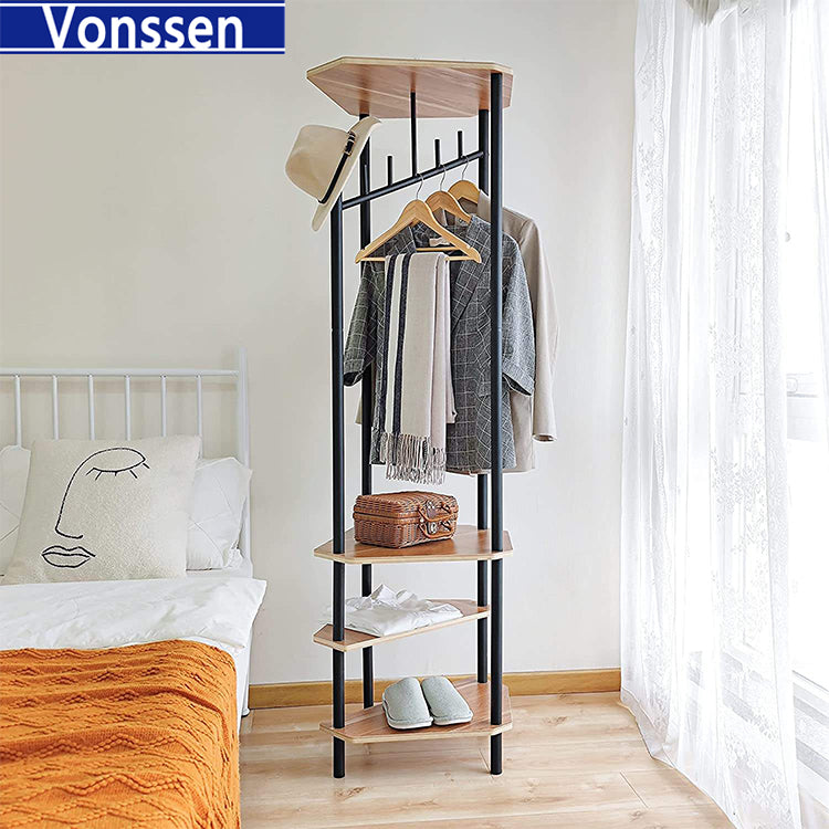 Vonssen Hall Tree Perfect Choice for Small Spaces Entryway Hall Tree Coat Rack Freestanding Storage with Shoe Shelf VS1060400017