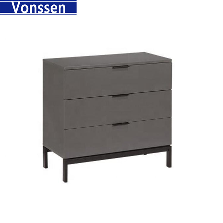 Nightstand 3 drawers Color Black/Wood 9977