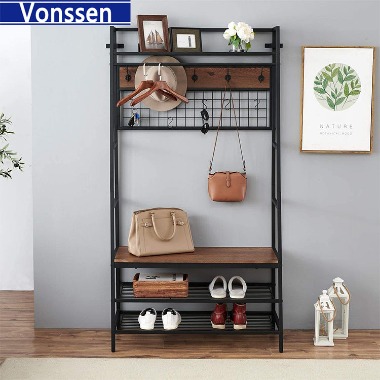 Vonssen Hall Tree 37.4'' Wide with Bench and Shoe Storage VS1060400019