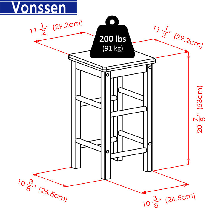 Living Set of 3 Teak Elegant Suzanne Space Saver Set with 2 Square Seat Stools, 32.75" SI-10007