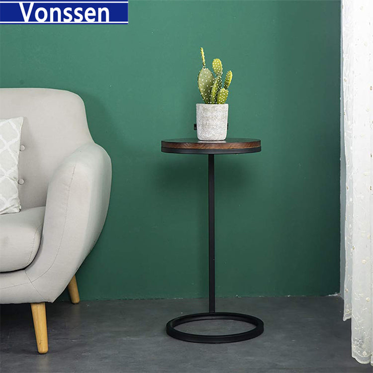 Vonssen Small round side table tall plant stand compact space saving furniture corner end table retro style plant stand flower pot holder for patio VS1010400217 --