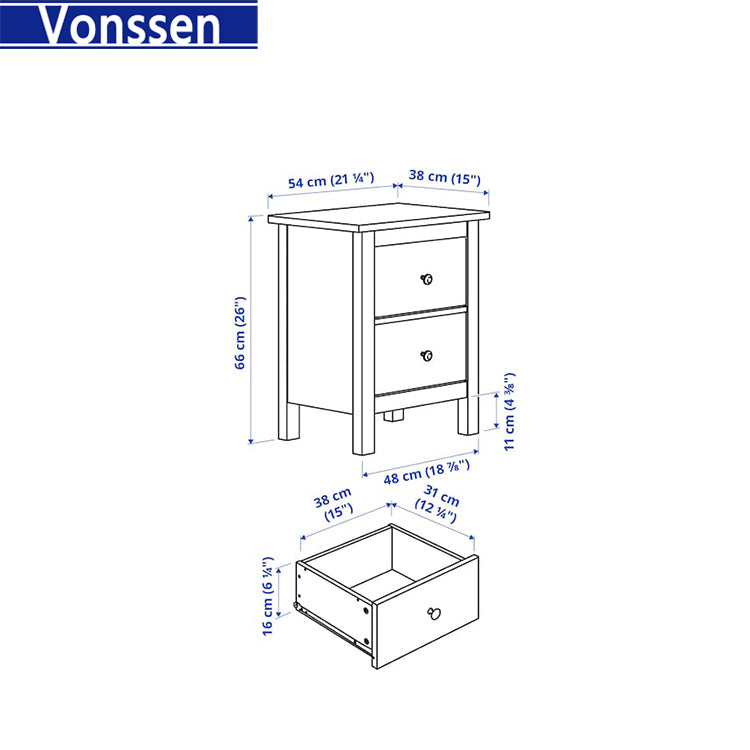 Vonssen Furniture Set-Bedside Cabinet White 40x35x61.5 cm Solid Wood Pine SI-20137