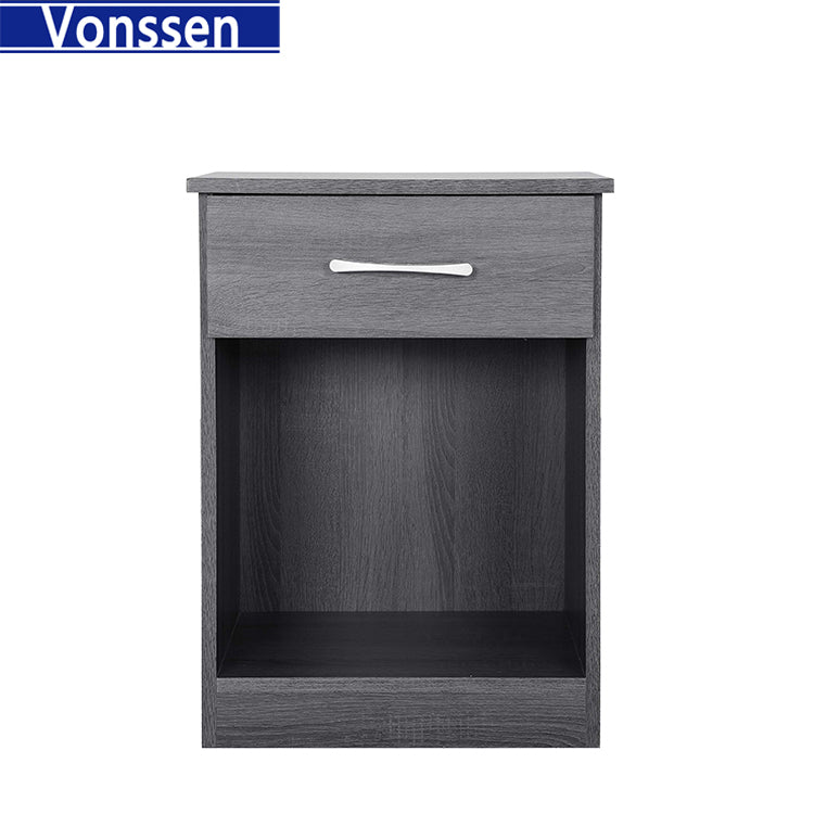 Vonssen Stylish and Functional 1-Drawer Nightstand in Gray Enhance Your Bedroom Decor with This Sleek Furniture Piece SI-10171