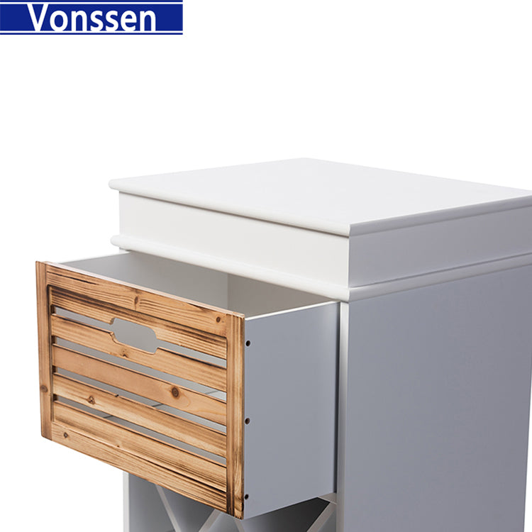 Vonssen White and Natural Wood Wine Cabinet SI-20124