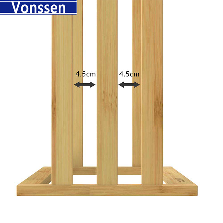 Vonssen Towel Holder Freestanding with 3 Towel Rail Towel Stand for Bathroom Wood Stainless Steel VS10412000803