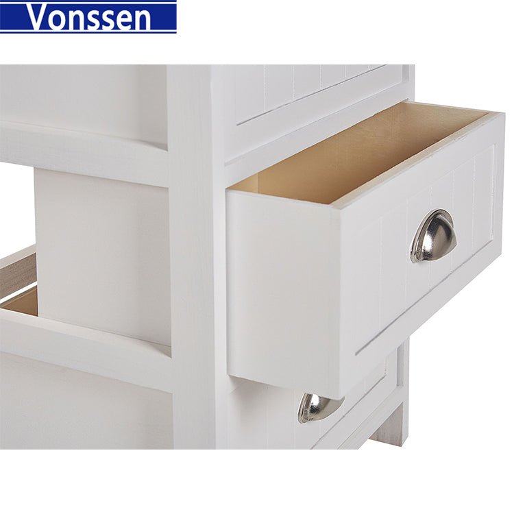 Vonssen 5 Drawer Chest of Drawers Paulownia Wood and MDF White SI-20088