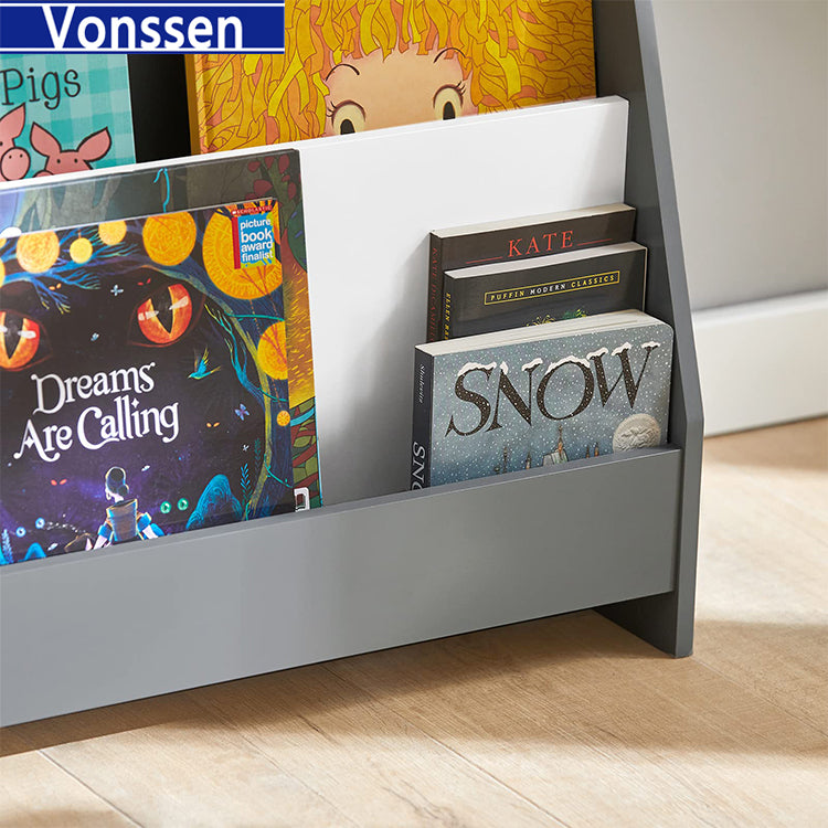 Vonssen Kids Sling Bookshelf Kids Bookshelf with Organizer Kids Magazine Rack Book Rack for Kids Book Organizer SI-80152