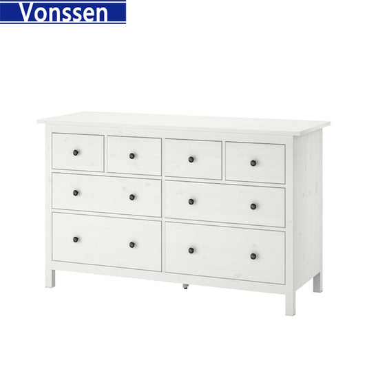 Vonssen White Dresser Modern Dresser for Bedroom 7 Drawer Double Dresser with Wide Drawer and Metal Handles Wood Dressers Chests of Drawers for Hallway Entryway SI-20345