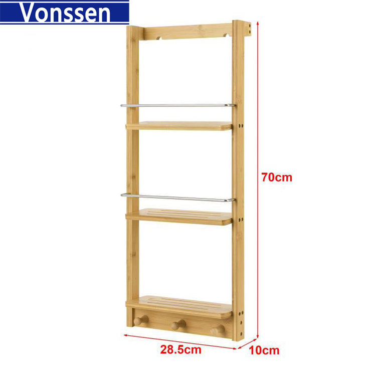 Vonssen bathroom shelf hanging shelf kitchen wall shower shelf bamboo VS1041200078