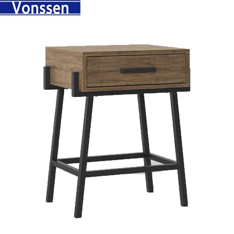 Vonssen End Side Table Nightstand with Drawer MDF IRON VS1010400101