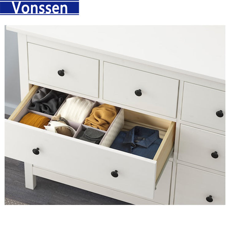 Vonssen White Dresser Modern Dresser for Bedroom 7 Drawer Double Dresser with Wide Drawer and Metal Handles Wood Dressers Chests of Drawers for Hallway Entryway SI-20345