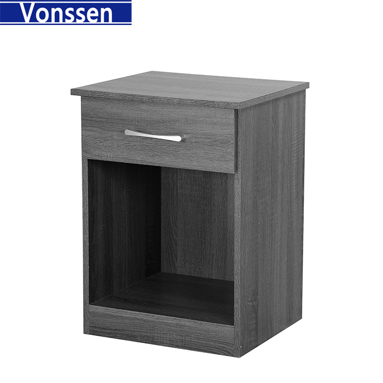 Vonssen Stylish and Functional 1-Drawer Nightstand in Gray Enhance Your Bedroom Decor with This Sleek Furniture Piece SI-10171