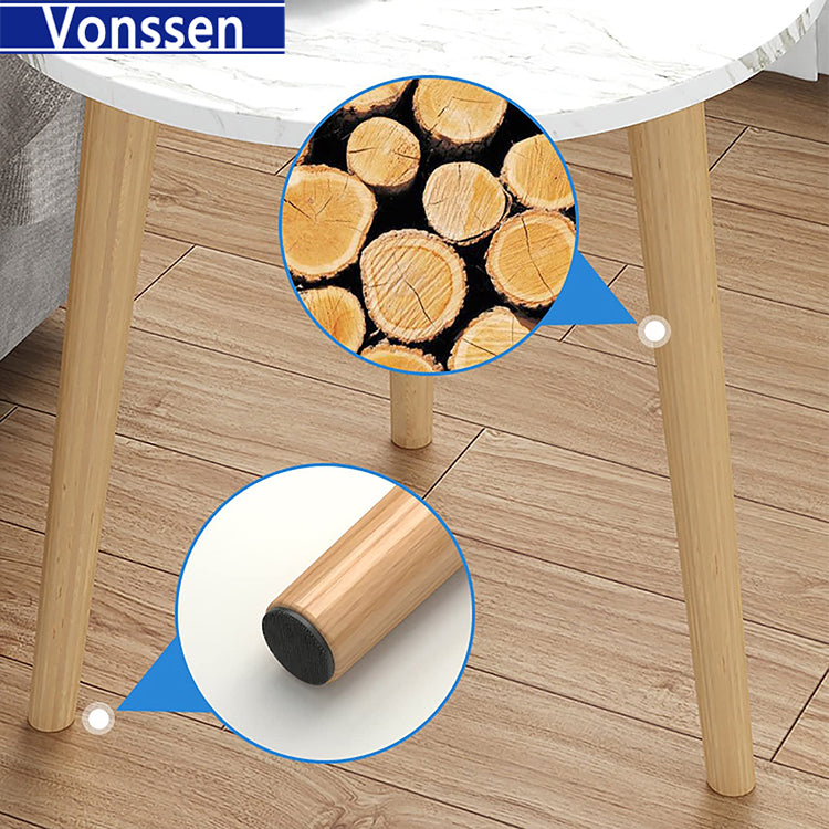 Side Table Round Coffee Table Modern Simplistic End Table for Living Room Bedroom and Balcony Save Space and Easy Assembly 9365