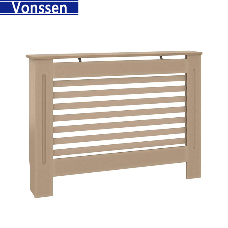 Vonssen Cover MDF with Water Base Laqucer Finish Horizontal Slats Heating Cabinet Smooth Top for Living Room Bedroom Furniture Decor SI-20337