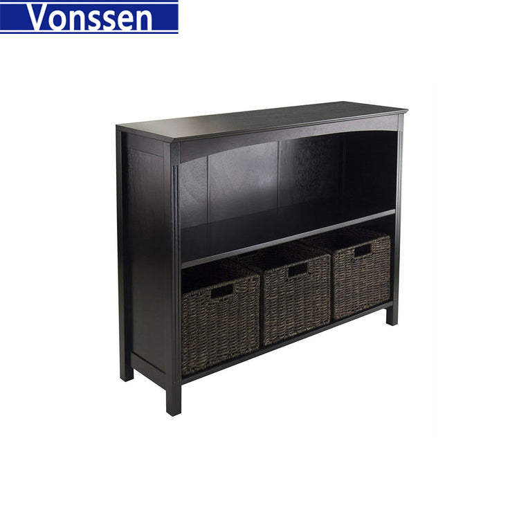 Vonssen 3 Tier Bookcase Shelf with 2 Large Storage Baskets SI-50005-2