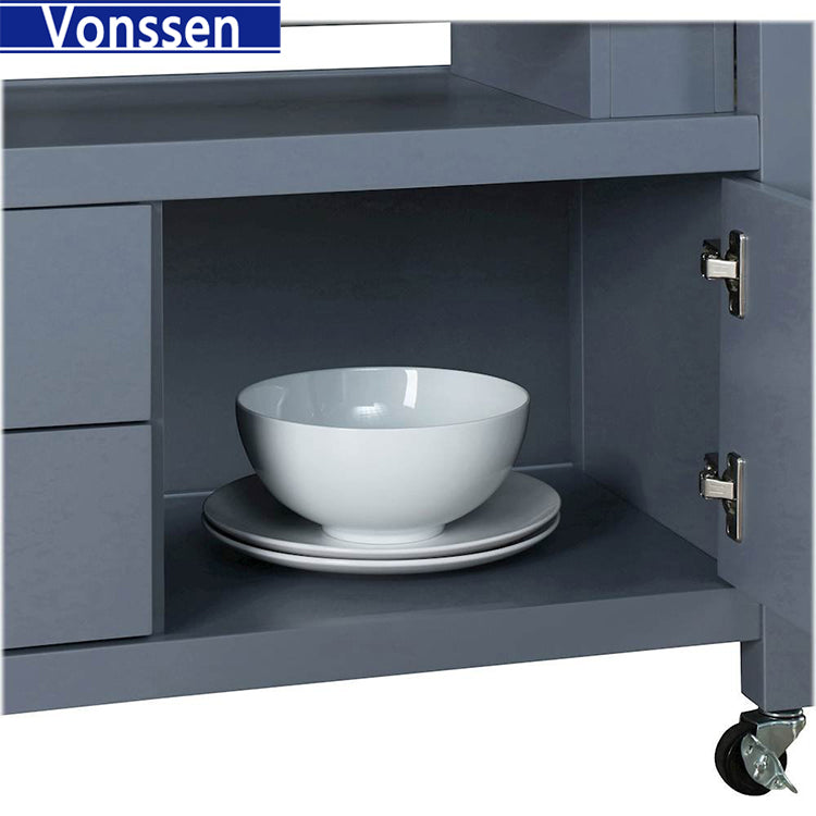 Vonssen Trystin Rubberwood Kitchen Cart Gray Natural SI-20071