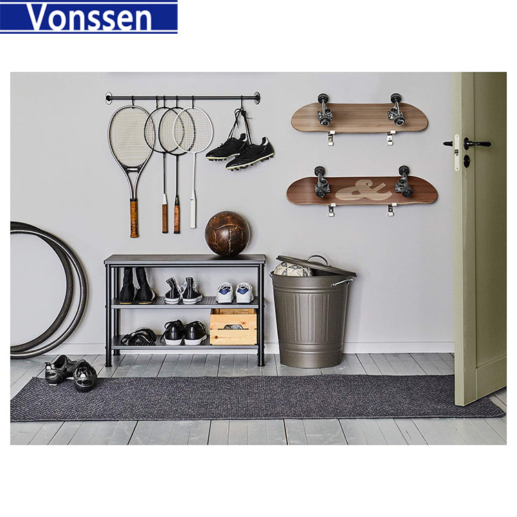 Vonssen Shoe Rack Organizer 5 Tier Metal Organizer Shelf with Industrial MDF Board and Layer Fabric for Entryway Closet Bedroom Living Room Garage VS10314070160 --