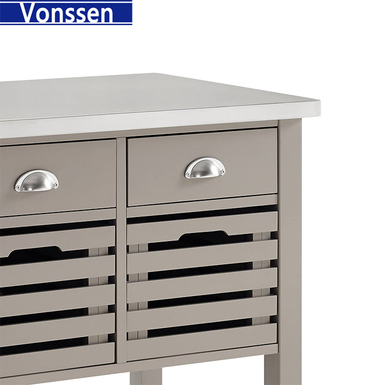 Vonssen Wood Kitchen Cart Gray SI-80001