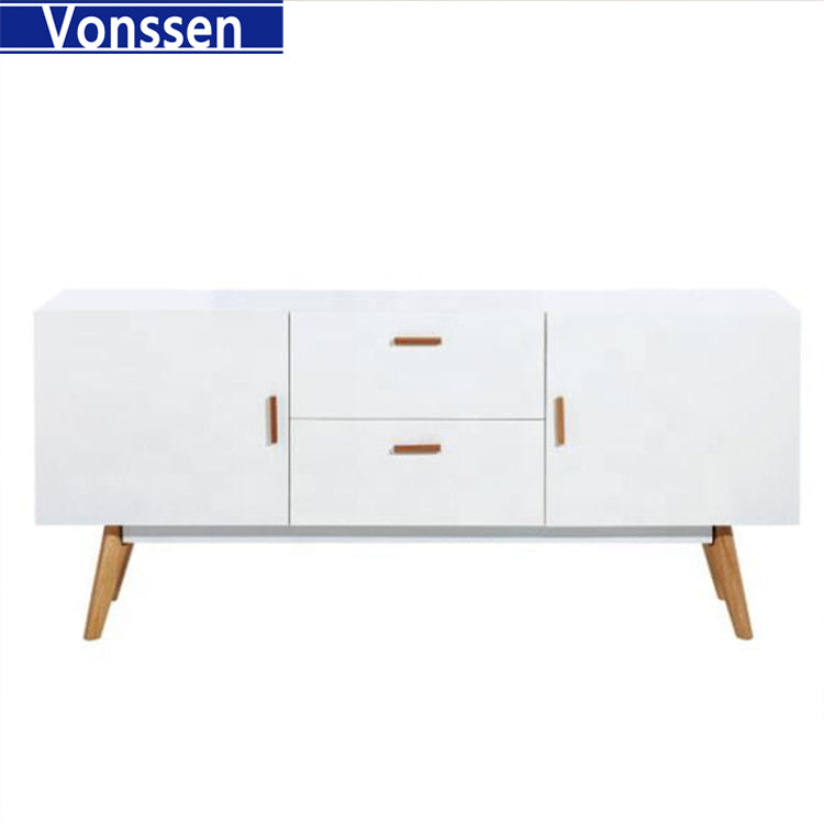 Buffet Style Scandinavian 2 Karl Wooden Doors Matte White - Storage Cabinet Buffet Interconnection 9308