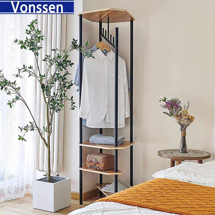 Vonssen Hall Tree Perfect Choice for Small Spaces Entryway Hall Tree Coat Rack Freestanding Storage with Shoe Shelf VS1060400017