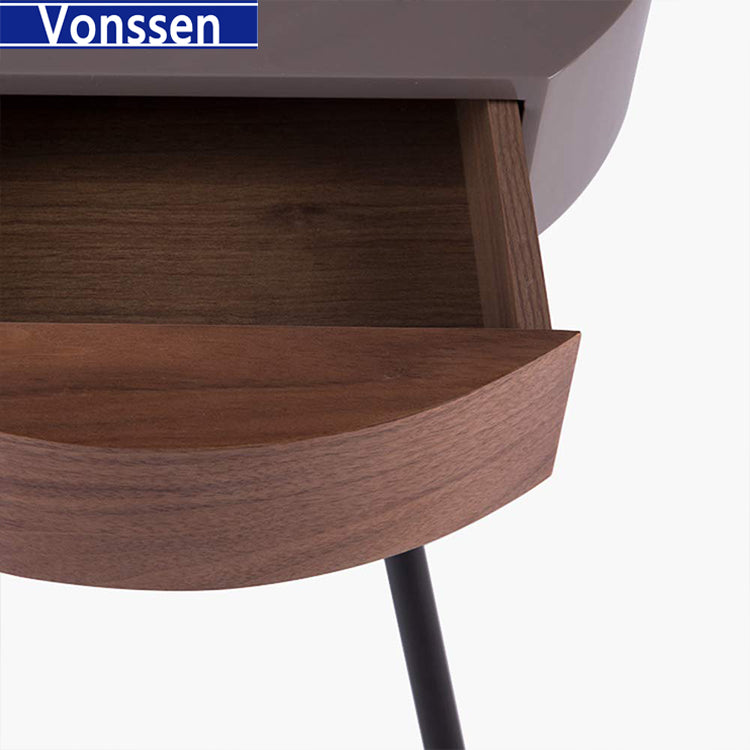 Vonssen Small Round Side Table with Drawer,Heavy Duty Metal Legs Farmhouse Side Table, Nightstand End Table Accent Coffee End Table for Living Room Bedroom Office SI-20076