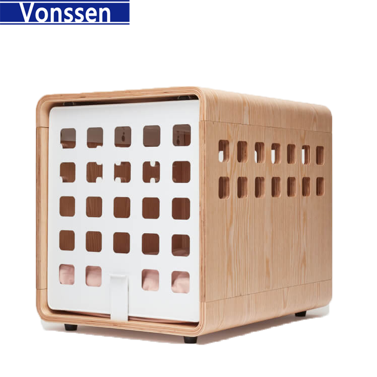 Vonssen Pet Cage soft Dog Sliding Door Furniture Style Wood Wooden Wire Pet Home House Indoor Rustic Kennel Fable Dog Crate VS3010100017