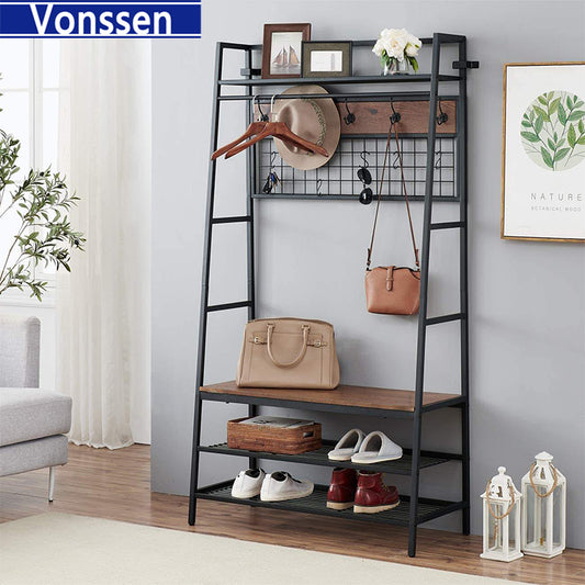 Vonssen Hall Tree 37.4'' Wide with Bench and Shoe Storage VS1060400019