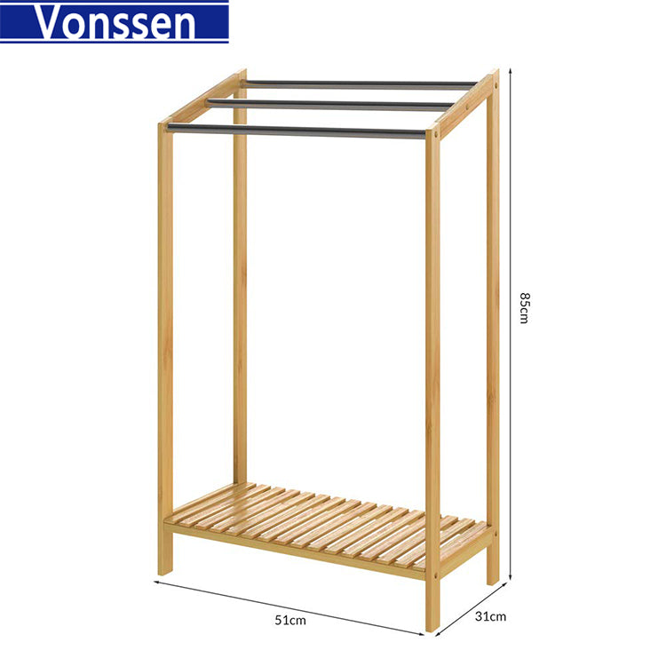 Vonssen Bamboo Freestanding Towel Rack for Bathroom Bathroom Hand Towel Holder Outdoor Towel Rack for Pool Standing Towel Rack Towel Racks for Bathroom Freestanding Towel Holder Stand VS1041200079