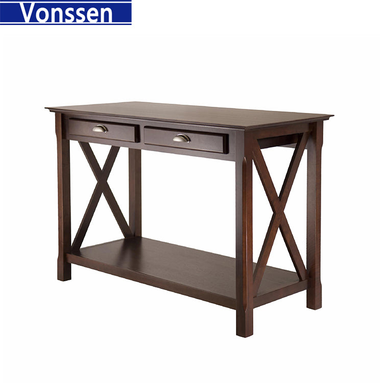 Vonssen Two Drawer Sofa Table Hall Console with Shelf SI-70004