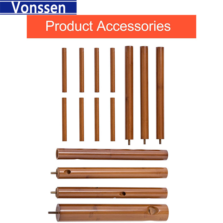 Vonssen Bamboo Coat Rack Freestanding Stand Tree Adjustable Coat with 3 Sections 8 Hooks Easy to Assemble Standing Coat Jackets Hanger for Bedroom Office Hallway Entryway Brown VS1060400021