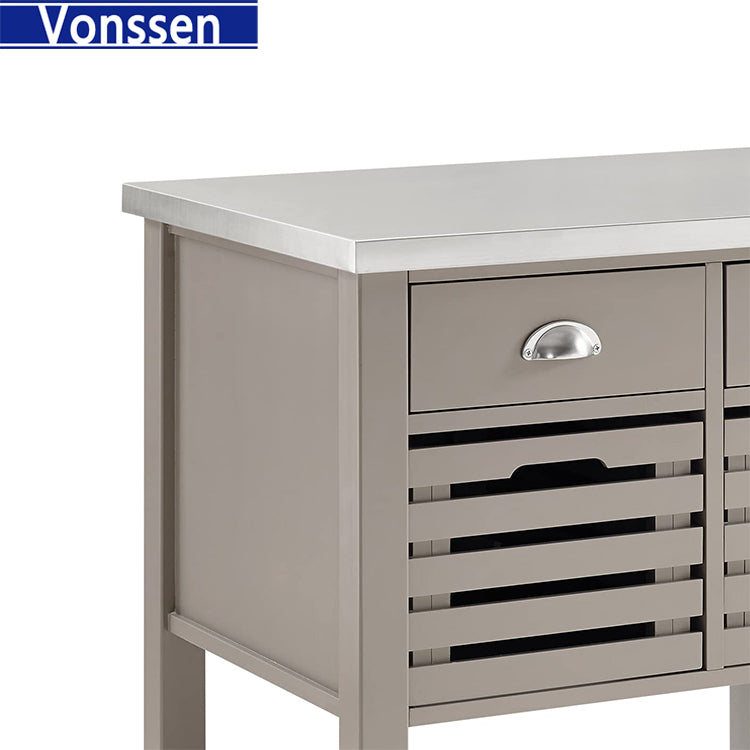 Vonssen Wood Kitchen Cart Gray SI-80001