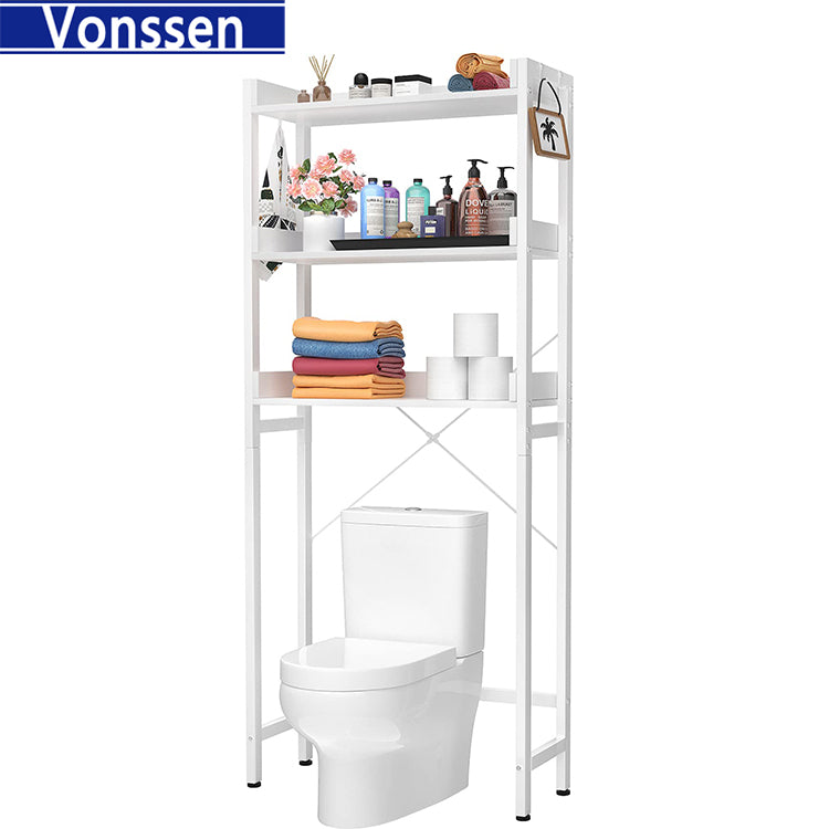 Vonssen Over The Toilet Storage Cabinet with Moru Tempered Glass Doors Bathroom Organizer Above Toilet Storage Cabinet SI-50037