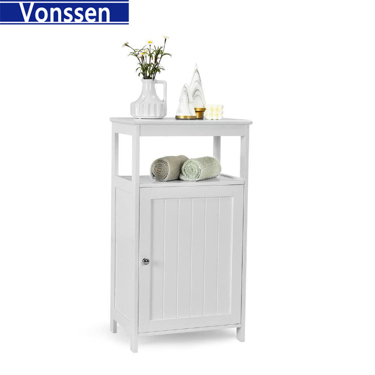 Vonssen Single Door Floor Cabinet Bathroom Free Standing Storage Organizer with Adjustable Shelf Narrow Side Cabinet for Living Room SI-20334