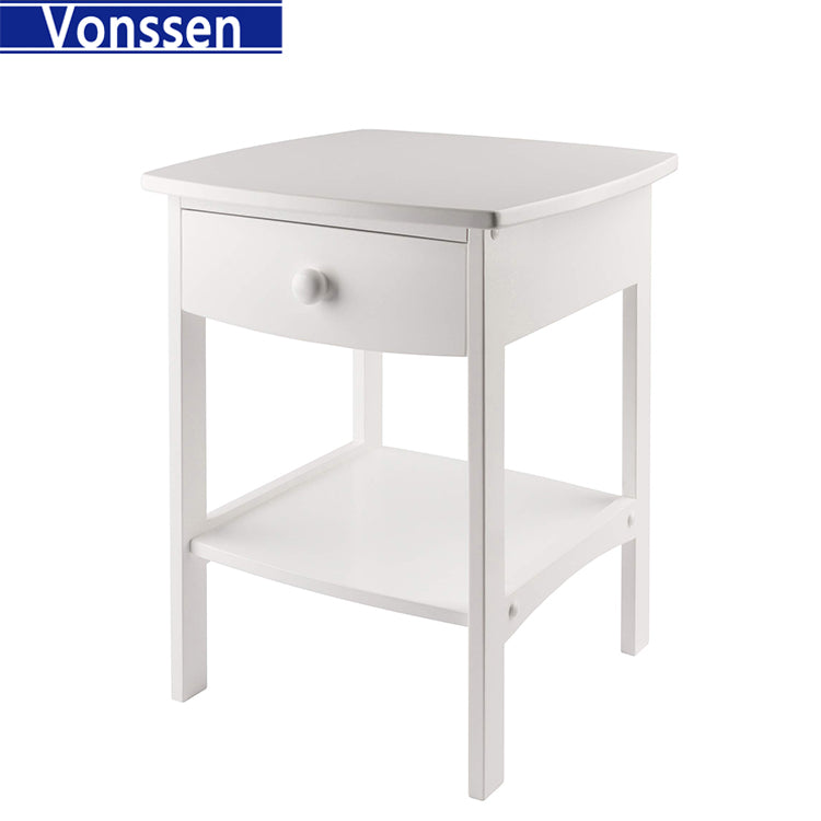 Vonssen End Table Nightstand Storage Display Drawer Shelf Beside Bedroom Black SI-20335