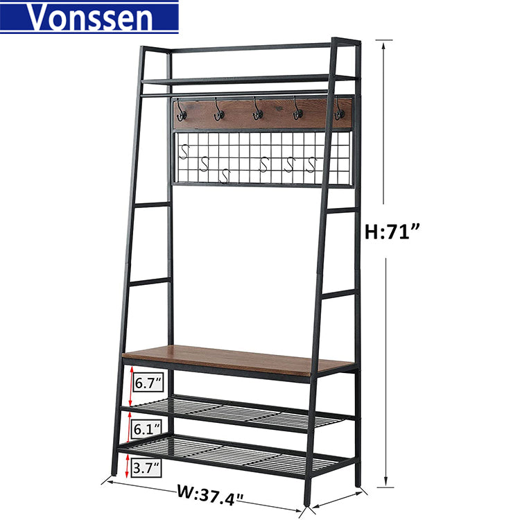 Vonssen Hall Tree 37.4'' Wide with Bench and Shoe Storage VS1060400019