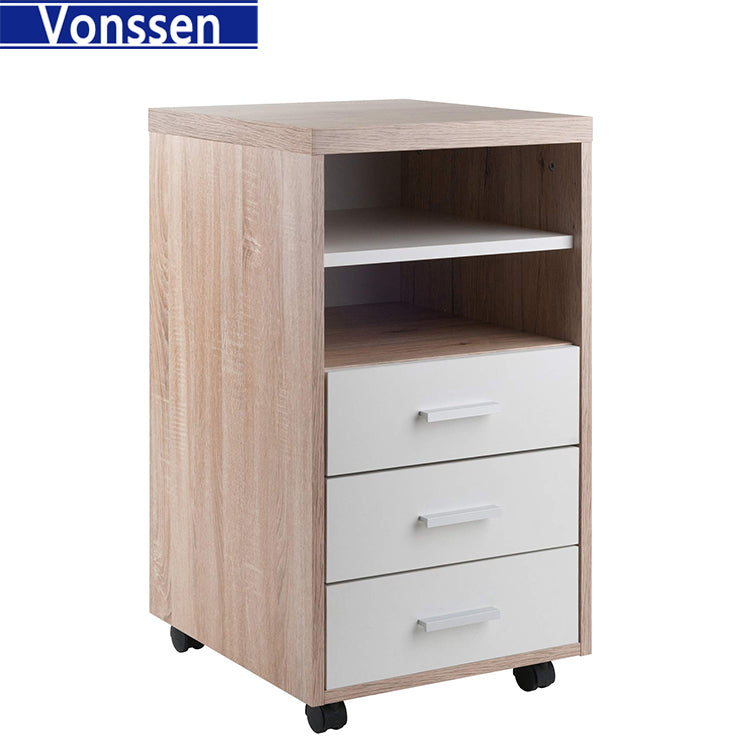 Vonssen Storage Cabinet 3 Drawers 2 Shelves Reclaimed Wood White Finish SI-10170