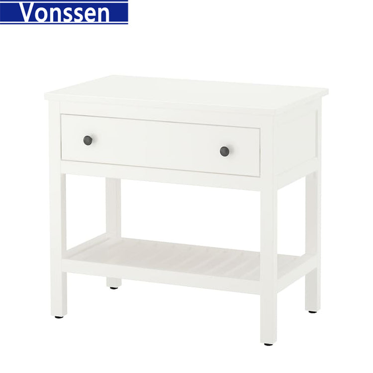 Vonssen Nighstand 1 Tier Bedside End Table MDF Sofa Side Table with Drawer Storage Cabinet Living Room Furniture Easy Assembly SI-20347