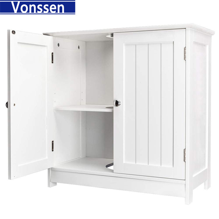 Vonssen Bathroom Vanity Cabinet Without Sink,Pedestal Sink Storage Cabinet Bathroom Sink Cabinet Under Sink Bathroom Cabinet Base Space Saver Organizer Medicine Cabinet 2 Doors & Adjustable Shelf White B SI-20003