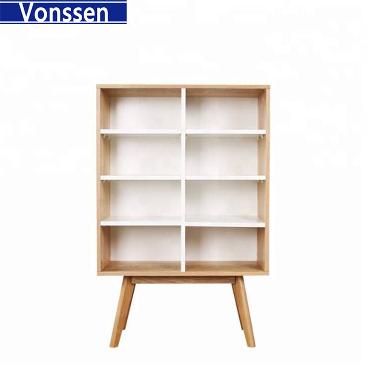 Modern Bookshelf Floor Standing Bookcase Shelf Storage Organizer Display Rack Book Shelf for Bedroom Living Room Home Wood Color 9906