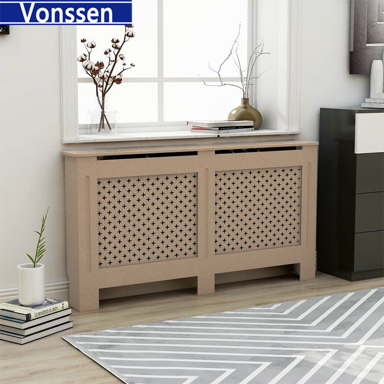 Vonssen Black Radiator Cover Heating Cabinet Shelf MDF Heating Cover Cabinet Home and Office Heater Heating Side Stand Radiator Cover Cabinet Shelf Cross Design SI-20185