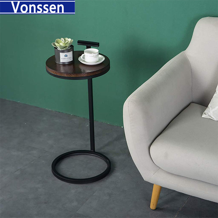 Vonssen Small round side table tall plant stand compact space saving furniture corner end table retro style plant stand flower pot holder for patio VS1010400217 --