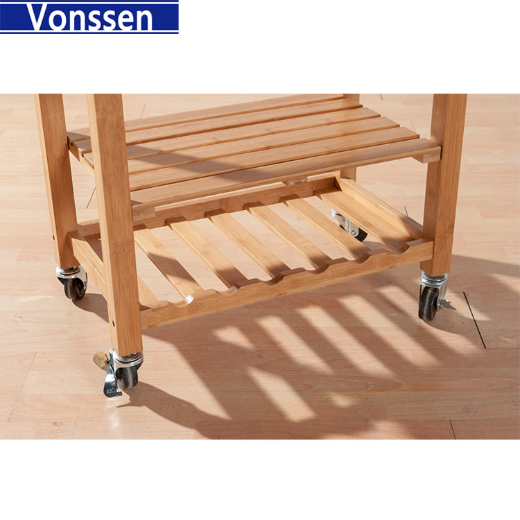 Vonssen Housewares Wooden Kitchen Trolley with Storage Drawers SI-10009